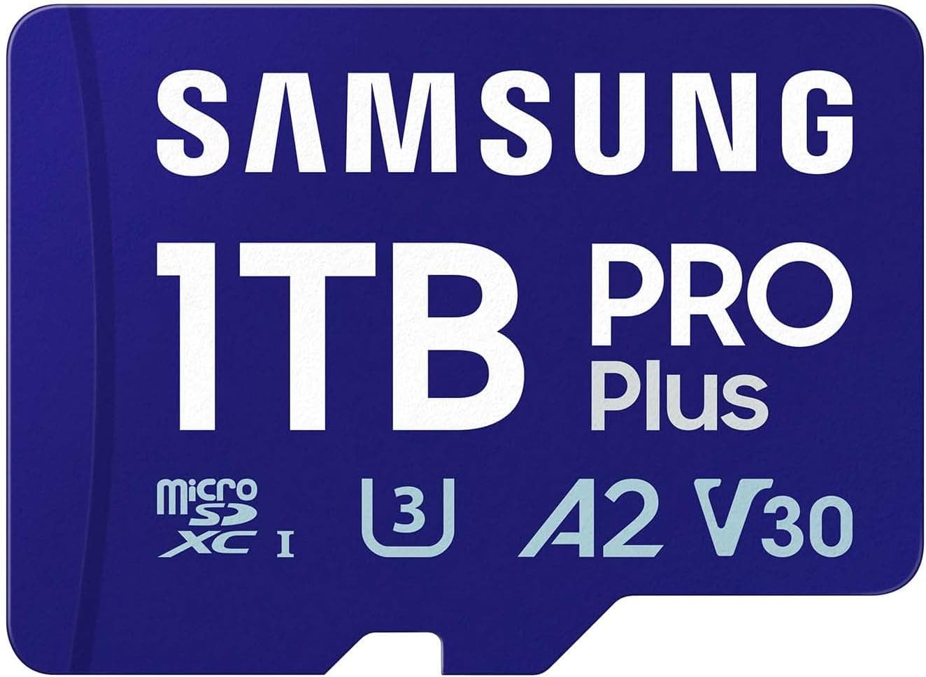 Product image: Samsung PRO Plus microSD Memory Card + Adapter, 1TB MicroSDXC, Up to 180 MB/s, Full HD & 4K UHD, UHS-I, C10, U3, V30, A2 for Android Phones, Tablets, GoPRO, DJI Drone, MB-MD1T0SA/AM, 2024